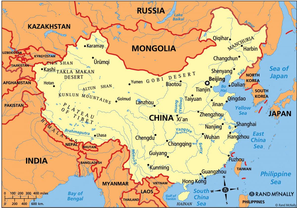 ประเทศจีนแผนที่ทางการเมือง