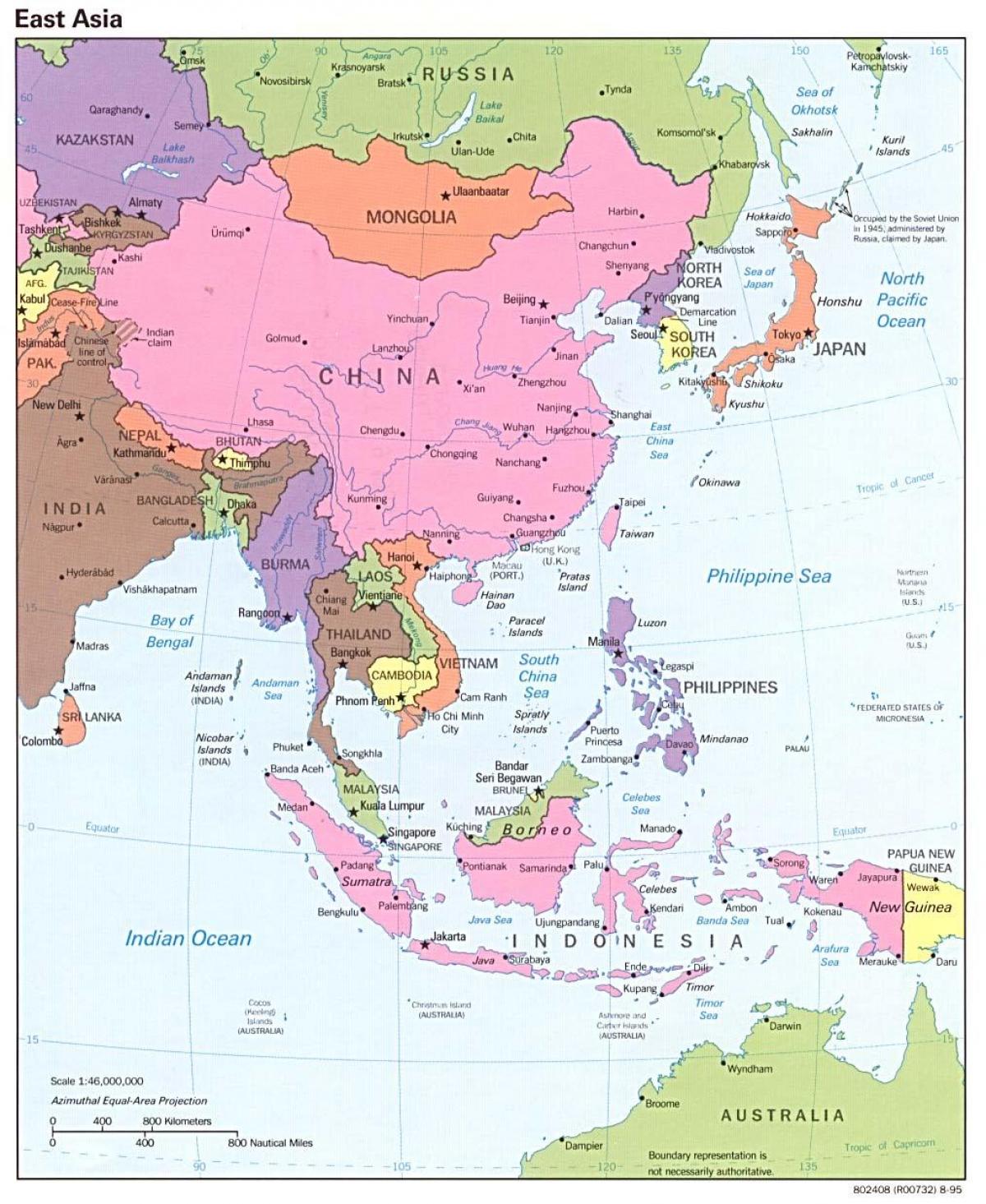 แผนที่ของฝั่งตะวันออกประเทศจีนเส้นทาง