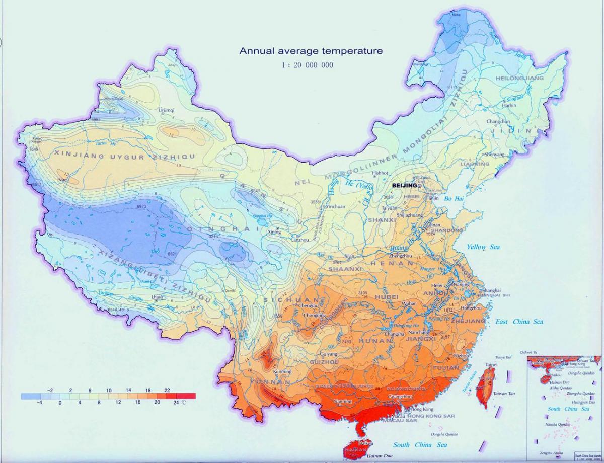 สภาพอากาศบนแผนที่เมืองจีน