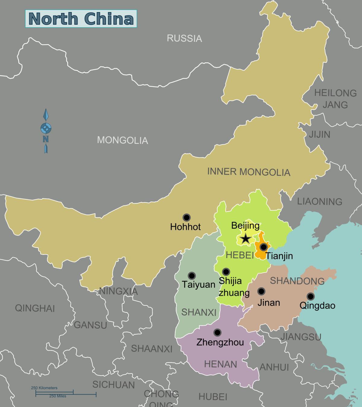 แผนที่ของเหนือประเทศจีน