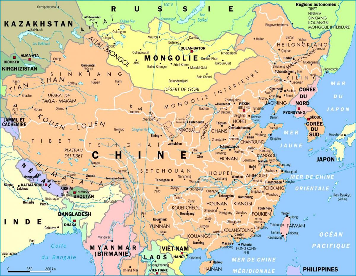 chine แผนที่