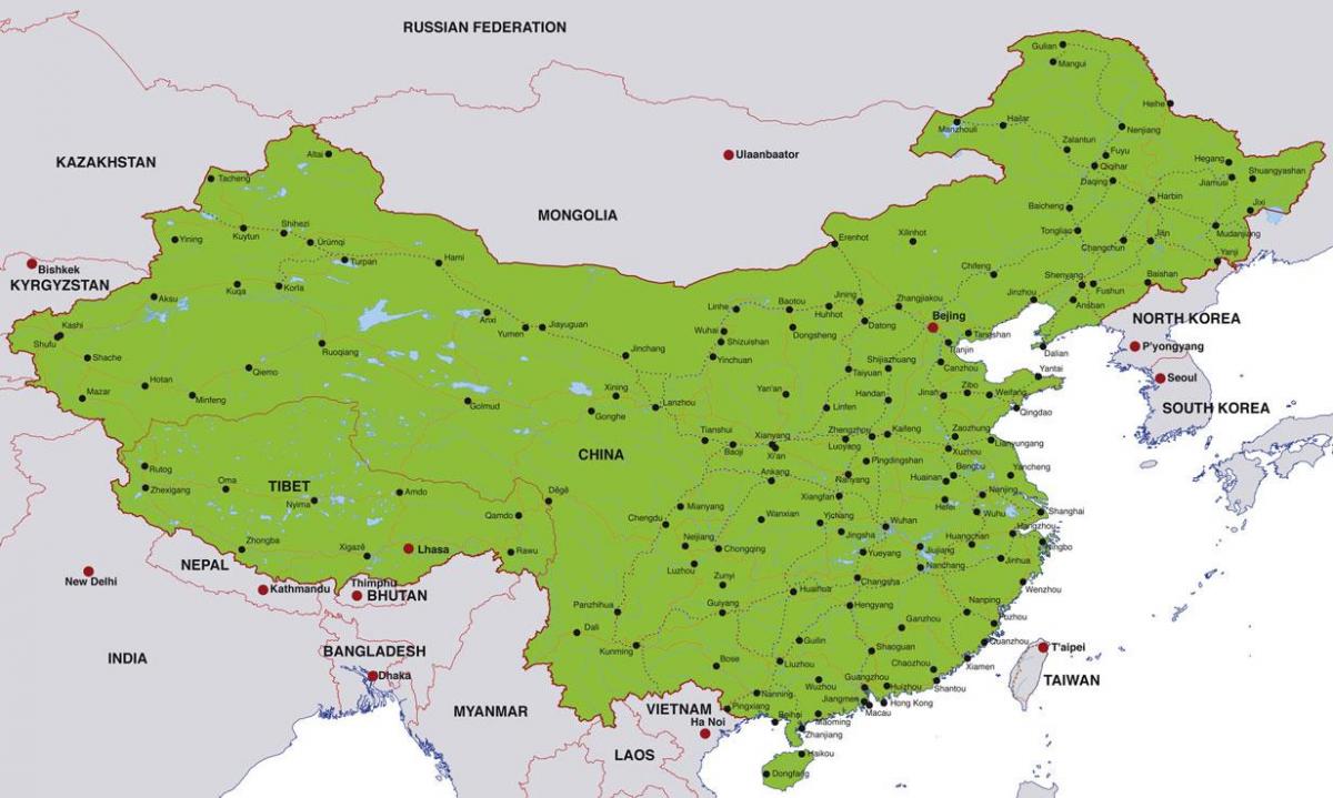 ประเทศจีนแผนที่ของเมือง