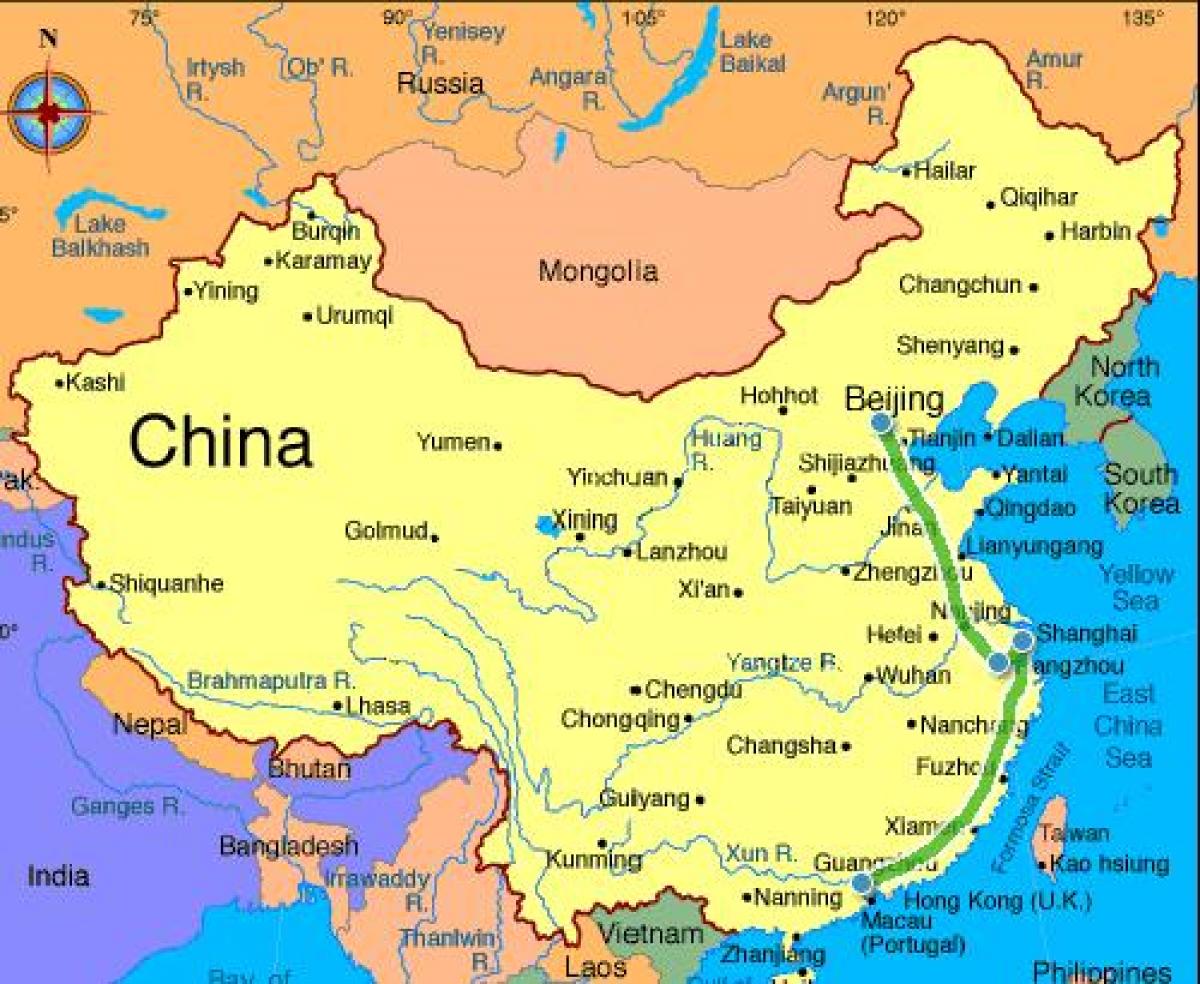 ประเทศจีนแผ่นดินใหญ่บนแผนที่