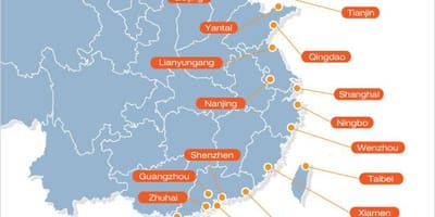 แผนที่ของท่าเรือของจีน