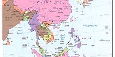 แผนที่ของฝั่งตะวันออกประเทศจีนเส้นทาง