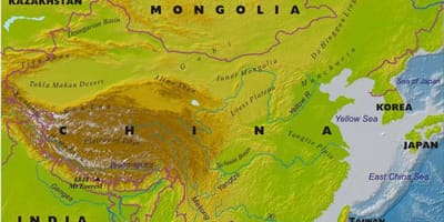 แผนที่ของประเทศจีนกับคุณสมบัติต่างๆ geographic