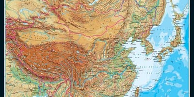 Topographic แผนที่เมืองจีน