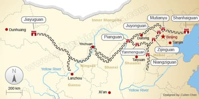 สร้างกำแพงของประเทศจีนในแผนที่